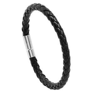 Semplice Bracciale in Pelle Artificiale Intrecciata Unisex Con Chiusura Magnetica in Rame Gioiello di Moda Casuale Personale