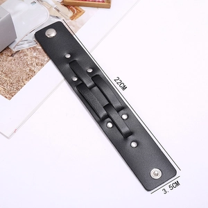 Retro black leather wide cuff bracelet with silver studs for men and women 22cm long