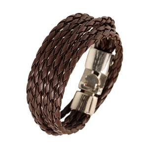 Vintage Brown Multi-layer Woven Leather Bracelet For Men Women Punk Style Adjustable Magnetic Clasp Fashion Jewelry Gift