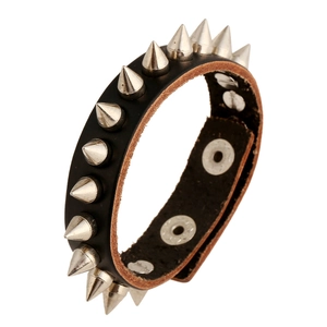 Punk Rock Wide Cowhide Leather Bracelet With Alloy Metal Spikes Studded Rivet Cuff Wristband For Men Women Party Jewelry