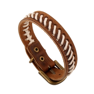 Bracelet en Cuir Tressé Punk Vintage Hommes Femmes Retro Cordon en Cuir Boucle en Alliage Bracelet Jonc Rock Gothique Bijoux