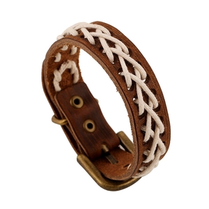 Punk Vintage Echtleder Geflochtenes Armband Für Damen Herren Verstellbare Metallschnalle Handgemacht Rock Stil Modeschmuck