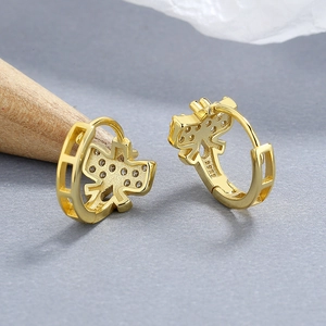 Boucles d'oreilles papillon en argent 925 plaqué or avec des pierres de zircon brillant