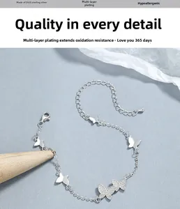 Détails du bracelet papillon en argent sterling S925 avec des zircons brillants pavés