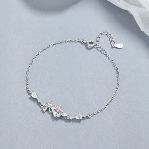 Bracelet élégant en argent sterling 925 avec fleurs et zircons brillants pour femme