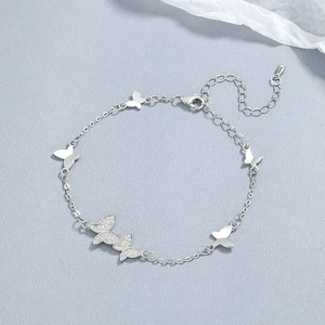 Élégant bracelet papillon en argent sterling 925 avec zircons brillants pour femmes