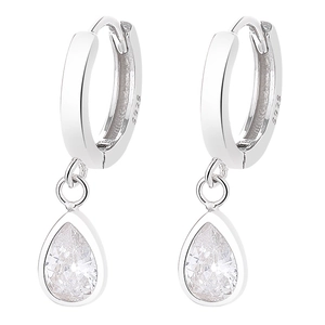 Élégantes créoles en argent sterling 925 avec pendentifs en zircone en forme de poire