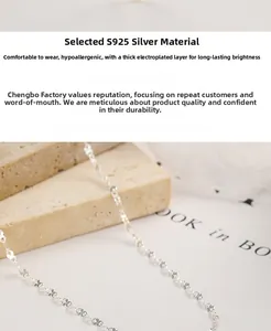 Detailed shot of 925 sterling silver clover link necklace with thick plating finish