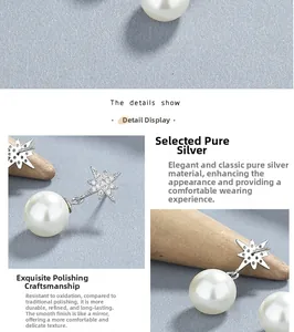 Close-up of 925 sterling silver starburst earrings with pearls and polished finish