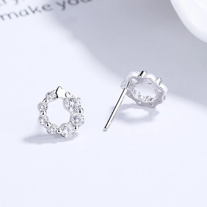 925 sterling silver round pavé zircon stud earrings with sparkling luxury finish
