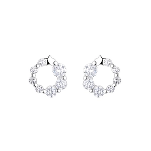 Elegant 925 sterling silver wreath stud earrings with round zircons and tiny star design