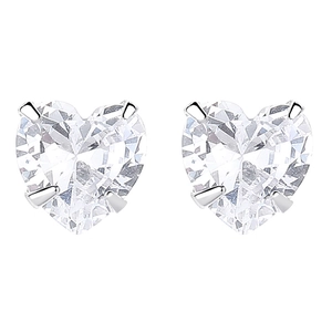 925 sterling silver heart stud earrings with cubic zirconia in a four-prong setting