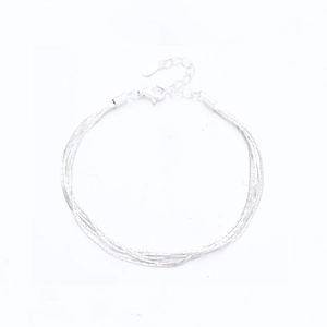 Bracciale multistrato a catena snake in argento sterling 925 con chiusura regolabile
