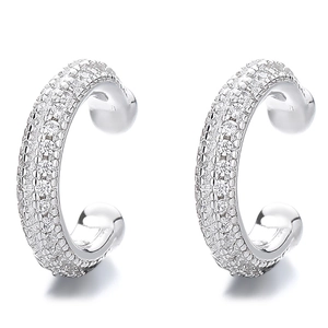 Ear cuff a forma di C in argento sterling 925 con zirconi scintillanti micro-pavé