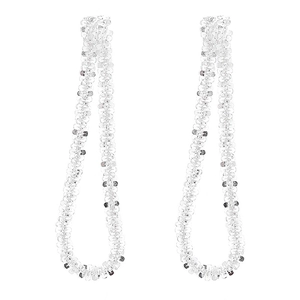 925 Sterling Silver long dangling chain earrings with elegant circular link design