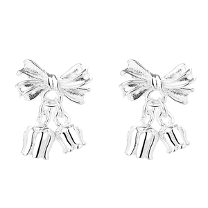 Boucles d'oreilles nœud muguet en argent sterling 925 avec finition métal brillant