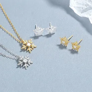 925 Sterlingsilber Schneeflocke Anhänger Halskette Für Damen Romantische Strass Schlüsselbeinkette Süß Mode Schmuck Geschenk