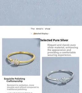 Detail of silver rose rings with polished finish and micro-inlaid rhinestones