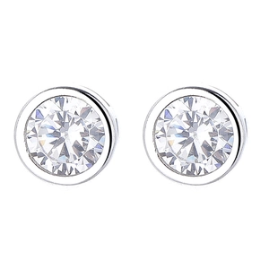 Orecchini classici a bottone in argento sterling 925 con zircone tondo incastonato