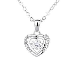Collana in argento sterling 925 con ciondolo a cuore e zircone mobile lucido