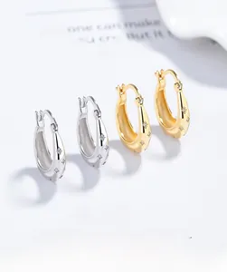 Détail de boucles d'oreilles en argent S925 et or avec incrustation de zircone