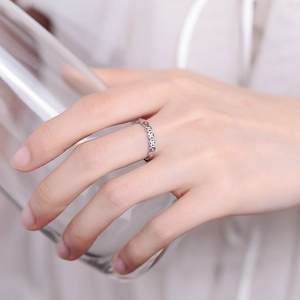 925 sterling silver coin ring with pavé stones for women in a polished silver finish