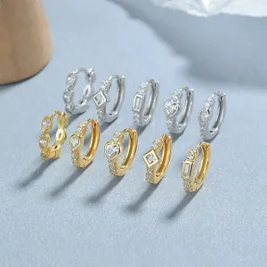 Detail of 925 sterling silver bow earrings with micro-inlaid zircon and 18K gold plating