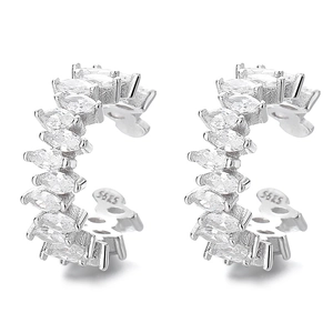 Boucles d'oreilles en argent sterling 925 avec zircons géométriques de marquise