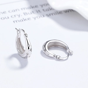 Créoles en U minimalistes en argent sterling S925 avec motifs d'étoiles gravés