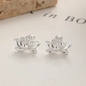 Elegante S925 sterling zilveren lotusbloem oorknopjes met een veilige schroefsluiting