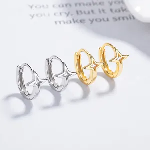 Minimalist 925 sterling silver star hoop earrings in gold and silver finishes