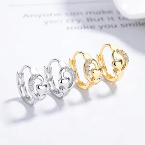 925 Sterling Silber Herz Ohrringe Weißgold Plattiert Doppelherz Strass Ohrstecker Für Damen Schmuck Geschenk