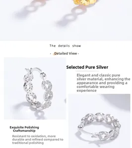 Détails des créoles infini en argent S925 avec micro-pavage de zircons cubiques brillants