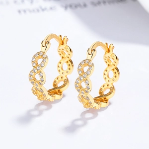 Boucles d'oreilles infini en argent S925 doré serties de zircons cubiques brillants