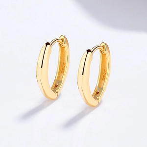 Boucles d'oreilles créoles en argent sterling 925 doré avec finition polie