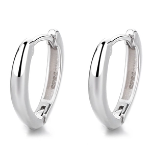 Boucles d'oreilles créoles en argent sterling 925 avec finition polie en forme de V