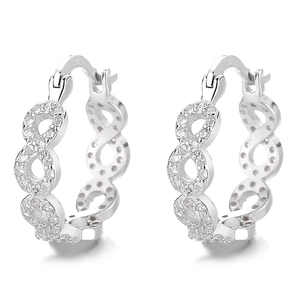 Boucles d'oreilles créoles infini en argent 925 avec zircons blancs étincelants