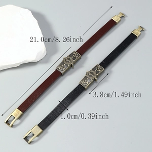 Leather nautical bracelets with bronze anchor and rudder charms for men and women