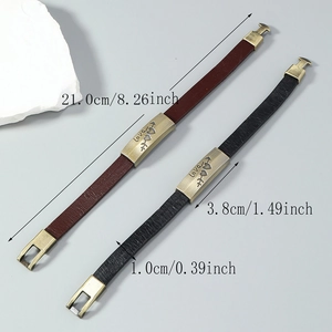 Minimalist leather bracelets for men and women with bronze Love heart and arrow charm