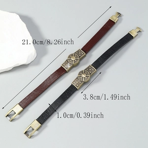 Retro Lederarmbänder für Herren in Schwarz und Braun mit Vintage Stern-Metallanhänger