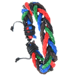 Bracelet en Similicuir Tressé à la Main Bohême Réglable Multicolore Tissé Punk Bijoux de Mode Unisexe