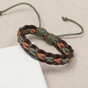 Handwoven vintage leather bracelet for women with bohemian braided design and adjustable knot