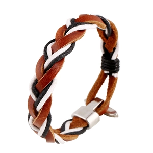 Retro Punk Woven Cowhide Leather Bracelet For Men Women Unisex Bohemian Wax Rope Alloy Clasp Handmade Wrap Jewelry Gift