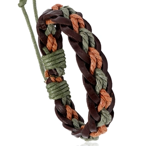 Handmade Woven Cowhide Leather Hemp Rope Bracelet For Women Retro Bohemian Style Adjustable Drawstring Wrap Jewelry Gift