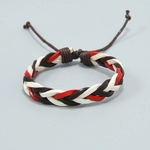 Handwoven multicolored leather bracelet with adjustable sliding knot for custom fit