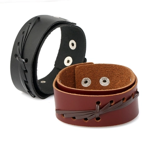 Men's Punk Vintage Wide Braided Cowhide Leather Bracelet Retro Woven Cross Strap Wristband Cuff Bangle Adjustable Jewelry