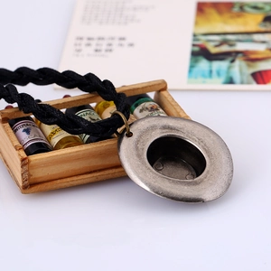 Vintage alloy cowboy hat pendant necklace with black braided rope for men punk style