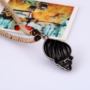 Retro braided leather necklace featuring a conch shell pendant for men and women