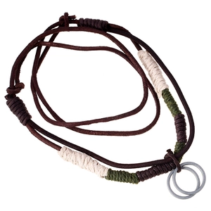 Retro Punk Braided Cowhide Leather Necklace For Men Women Alloy Interlocking Rings Pendant Multi Layer Cord Vintage Jewelry