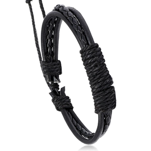 Bracelet en Cuir de Vache Tissé Rétro Punk pour Homme Femme Corde de Chanvre Ajustable Bijoux de Main Ethnique Bohème
